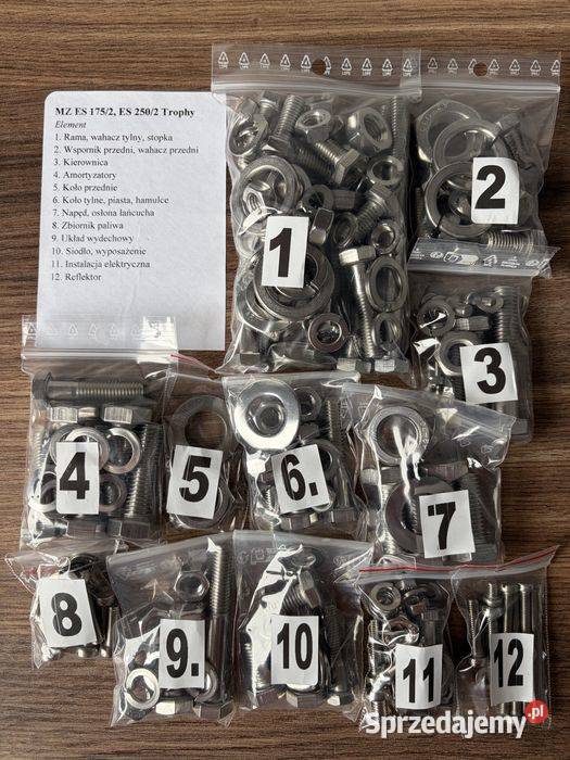 NOWY KOMPLET ŚRUB ŚRUBY NIERDZEWNE MZ ES 1752 MZ Bielsko-Biała