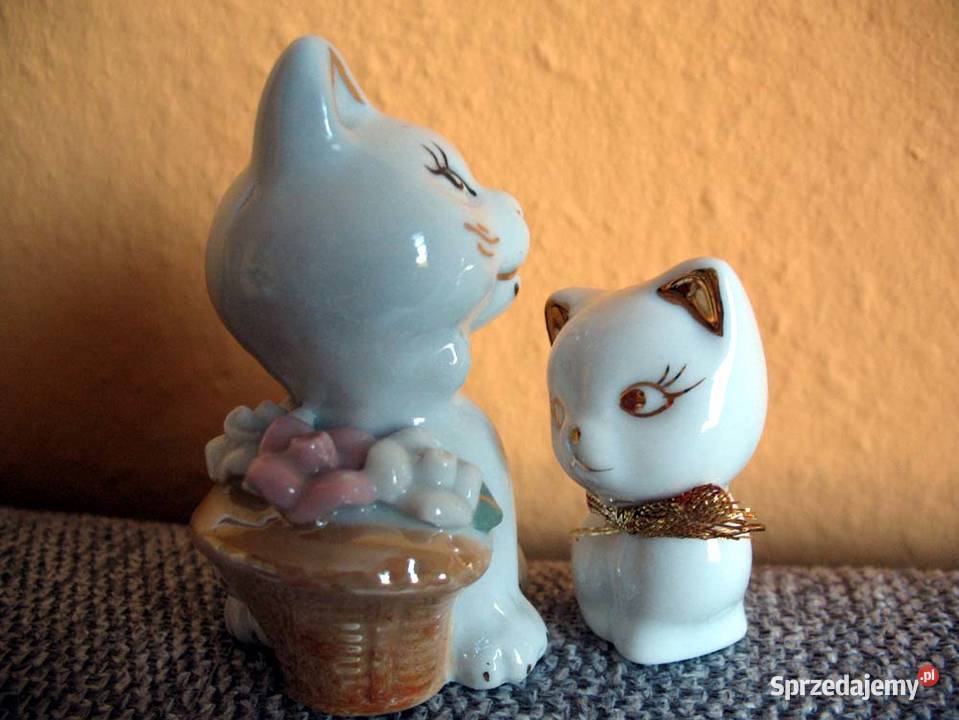 Kotek Figura porcelana 2 sztuki mały i duży 8 i Siedlce