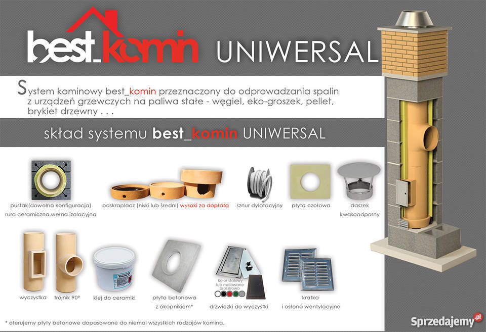 Komin Systemowy Ceramiczny 5mb KWW2 Fi 180 200 Wróblew sprzedam