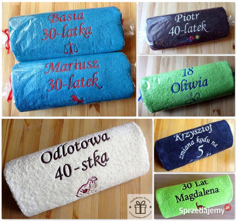 Prezent na IMIENINY ręcznik z Twoim napisem sprzedam