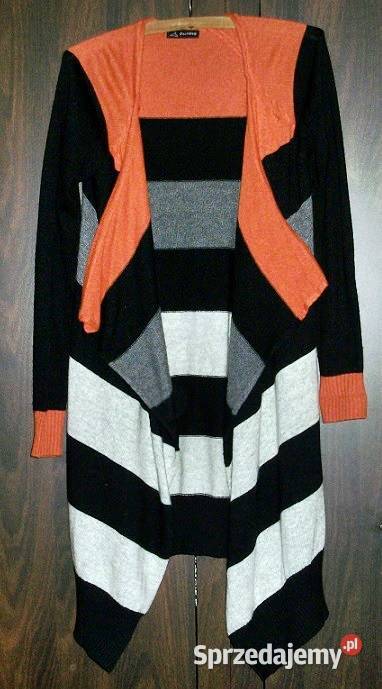 Sweter z acrylu w pasy marki Fuming r 4042 Wieleń
