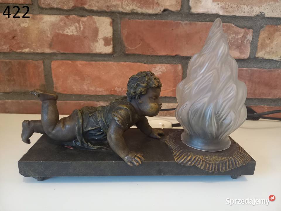 Lampka figuralna z dzieckiem szklany klosz