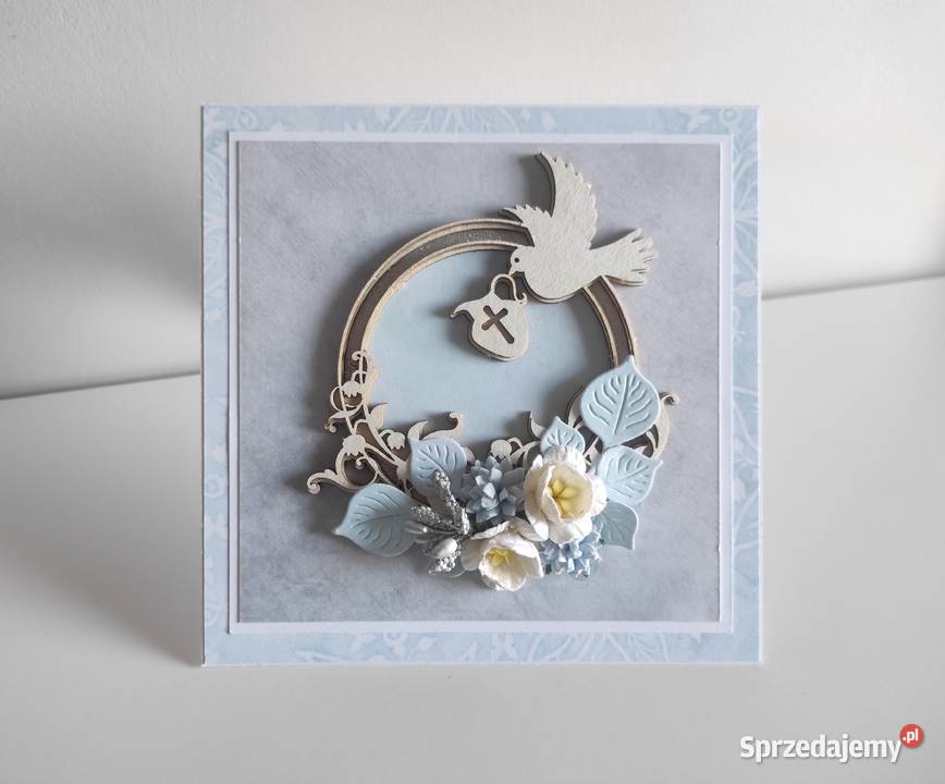 Kartka ręcznie robiona e pudełku na Chrzest łódzkie Łódź