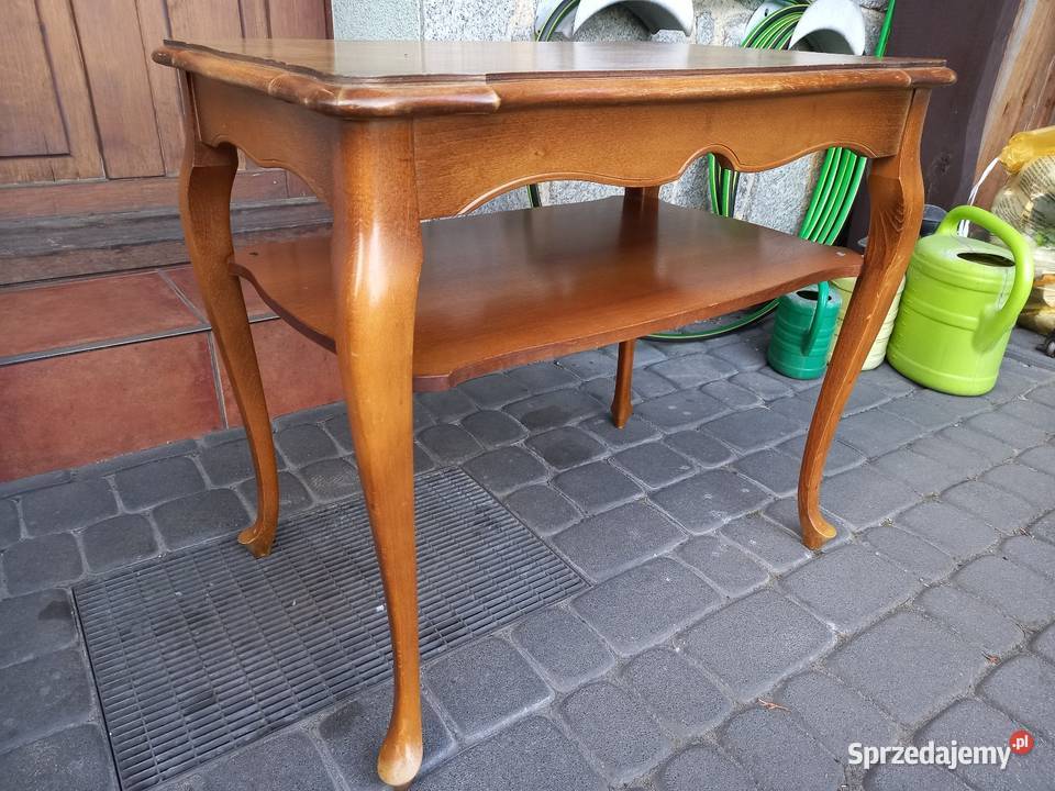 Stary stolik kawowy ludwikowski z półką vintage Rawicz
