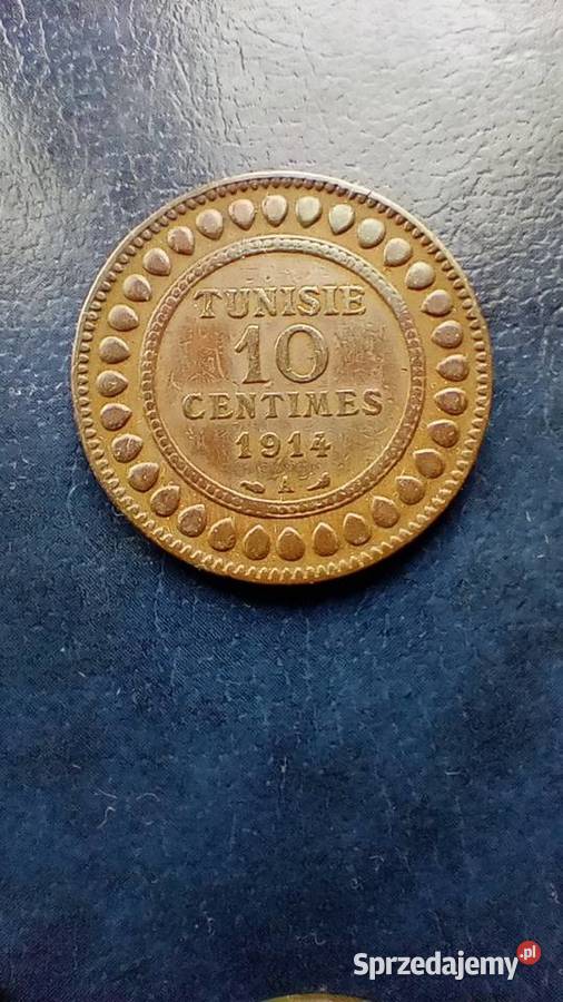 Stare monety Tunezja 10 centimes 1914 Numizmatyka Lesko