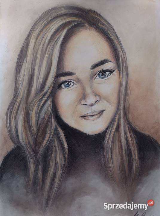 Portret ze zdjęcia ołówkiem kredkami elegancki i mazowieckie Warszawa