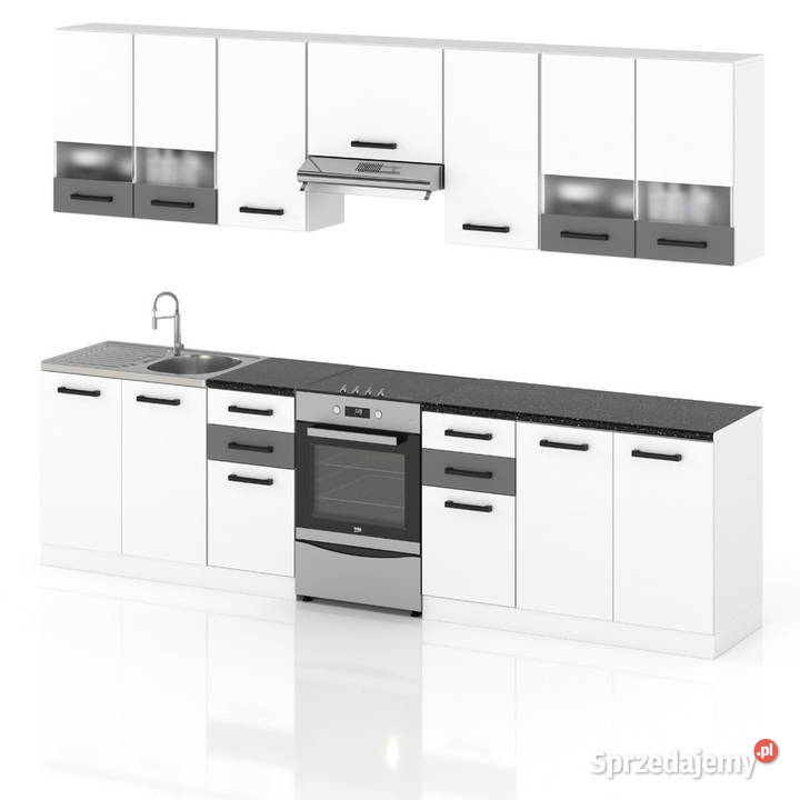 Meble Kuchenne Biało Szare Elio 30m Nowoczesny 300cm warmińsko-mazurskie Elbląg