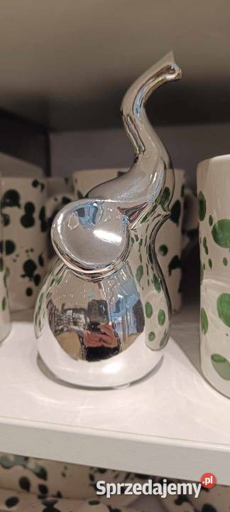 Porcelanowy słonik w kolorze srebrnym Warszawa