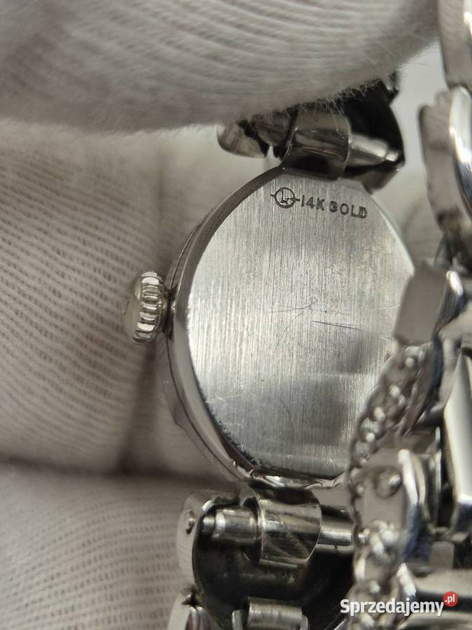 Zegarek vintage Bulova 14k białe złoto śląskie
