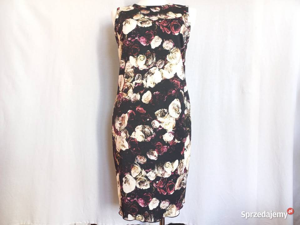 Sukienka czarna KWIATY kolor r 3840 NOWA