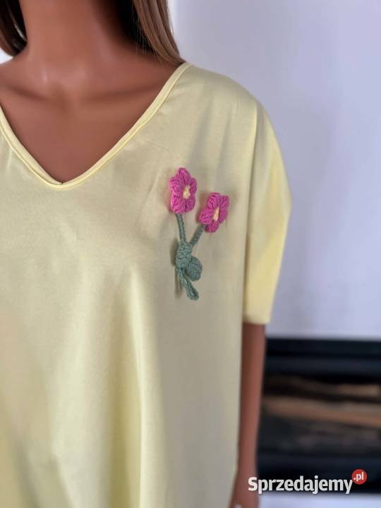 Bluzka cytrynowa oversize bawełniana luźna żółty/złoty