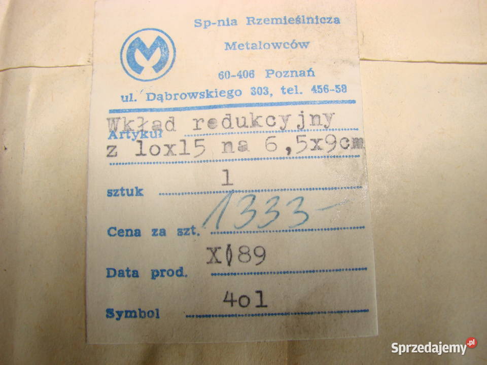 Wkład redukcyjny z 10x15 na 65x9 Pozostałe