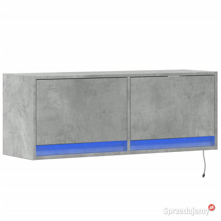 Ścienna szafka TV z LED szarość betonu 100x31x35 Warszawa