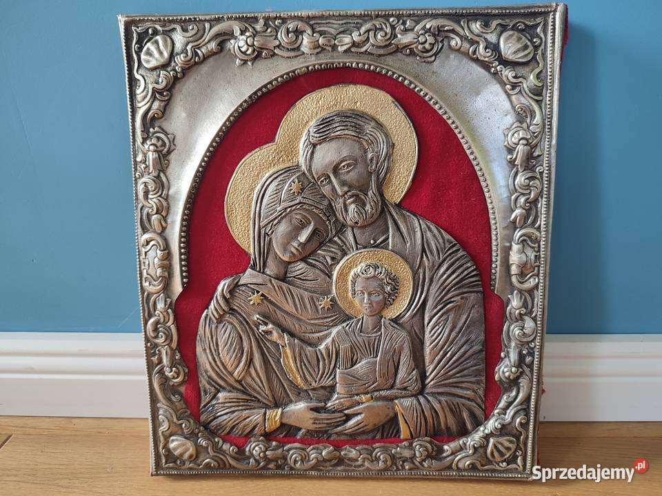 Piękna ikona przedstawiająca Świętą rodzinę Łódź