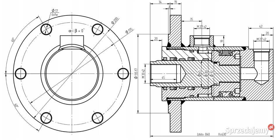 Siłownik Hydrauliczny 630mm PRASA ŁUPIARKA 20T Solec Kujawski