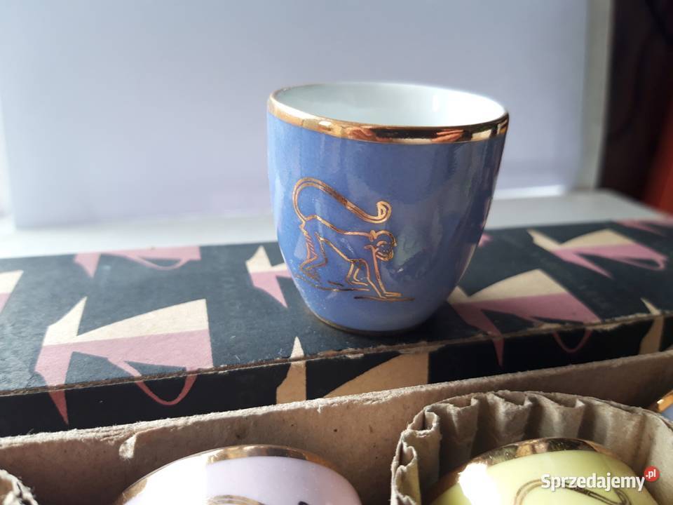 Kieliszki Johann Schuldes Keramik sygnatura JSK Bielsko-Biała