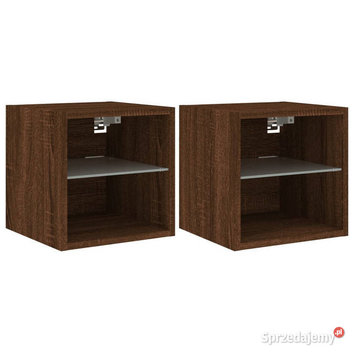 Ścienne szafki TV z LED 2 brązowy dąb 30x285x30 Warszawa