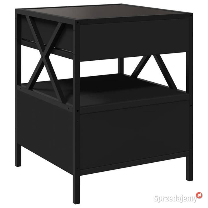 Stolik nocny z LED Infinity czarny 40x40x51