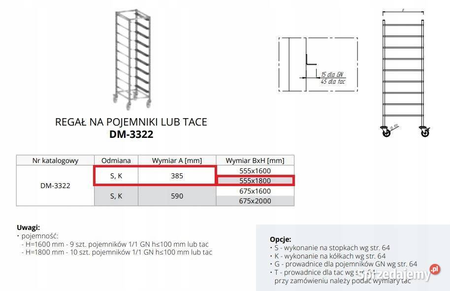 Regał na pojemniki tace Dora Metal DM3322 Góra sprzedam