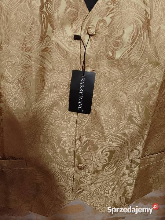 3XL4XL Wytworna złota kamizelka garniturowa z Kraków