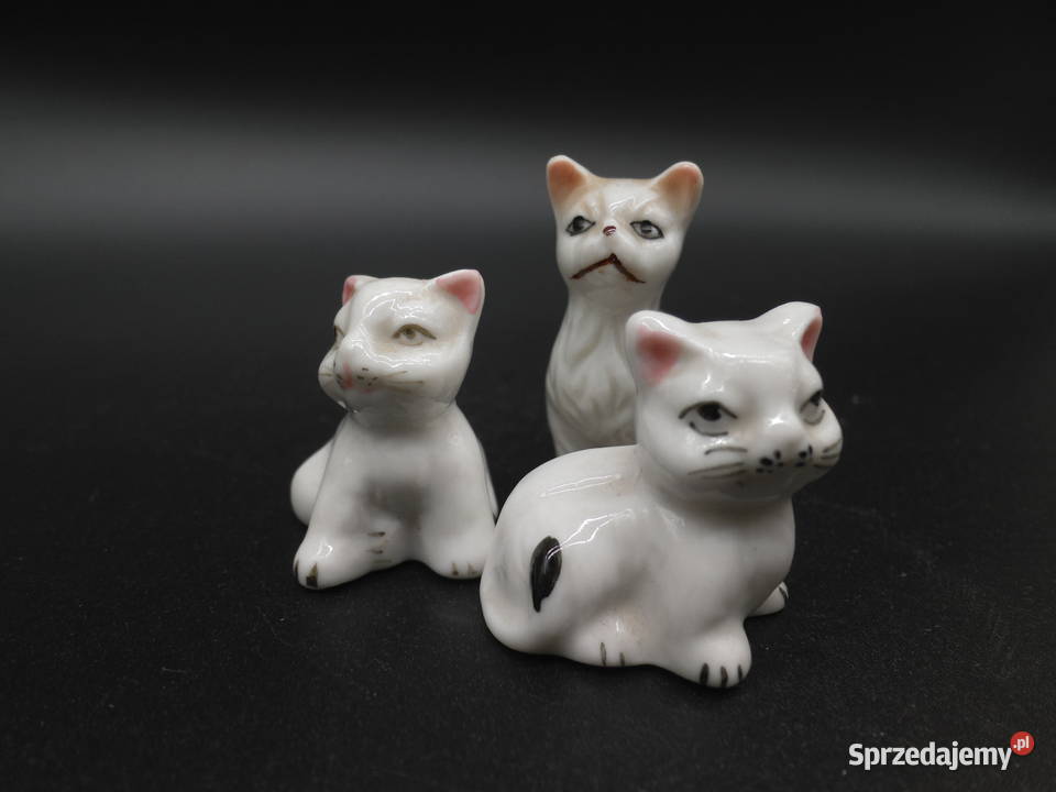 Ceramiczne figurki miniaturki koty 3 wielkopolskie Raszków sprzedam