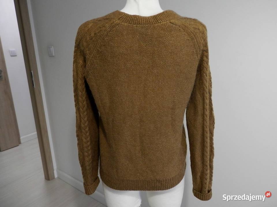 Sweter HM Musztardowy Moherowy Modne Warkocze podlaskie Łomża