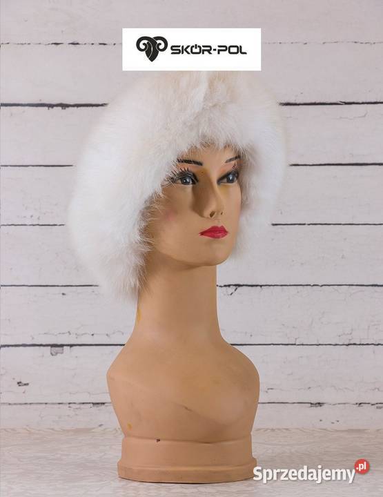 Czapka toczek damska lis biały polarny Dla kobiet Szaflary