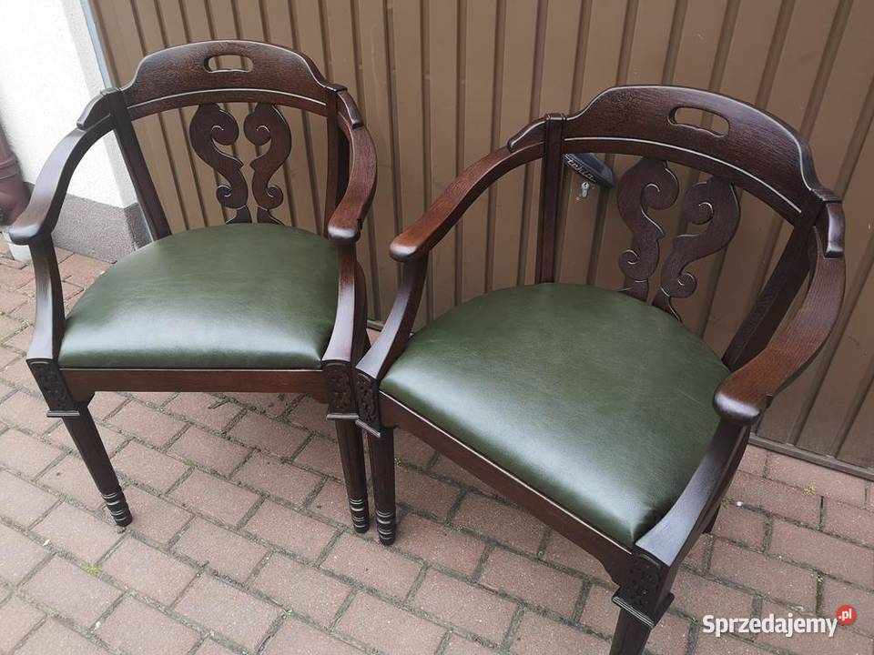 Stary Fotel Krzesło Dębowe Gabinetowe Komplet Swarzędz