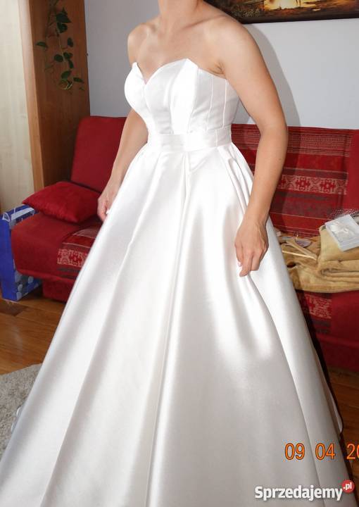 suknia ślubna śmietankowa biel mikado Viola Rozmiar 36(S) mazowieckie Warszawa