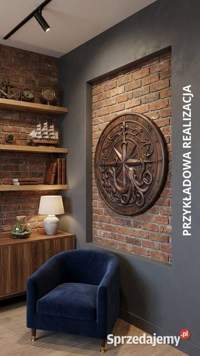 Drewniana Płaskorzeźba 3D Róża Wiatrów Styl Dom i Ogród Nowy Targ