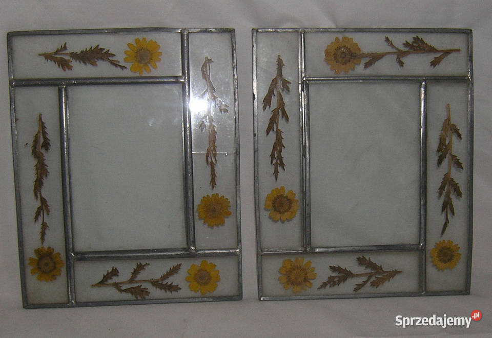 ramki vintage witrazowe z suszonymi kwiatamiD
