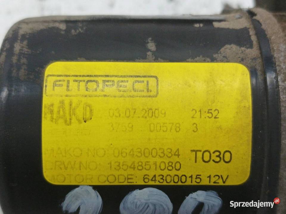 MECHANIZM WYCIERACZEK PRZÓD EUROPA Citroen Nemo Rok produkcji 2009