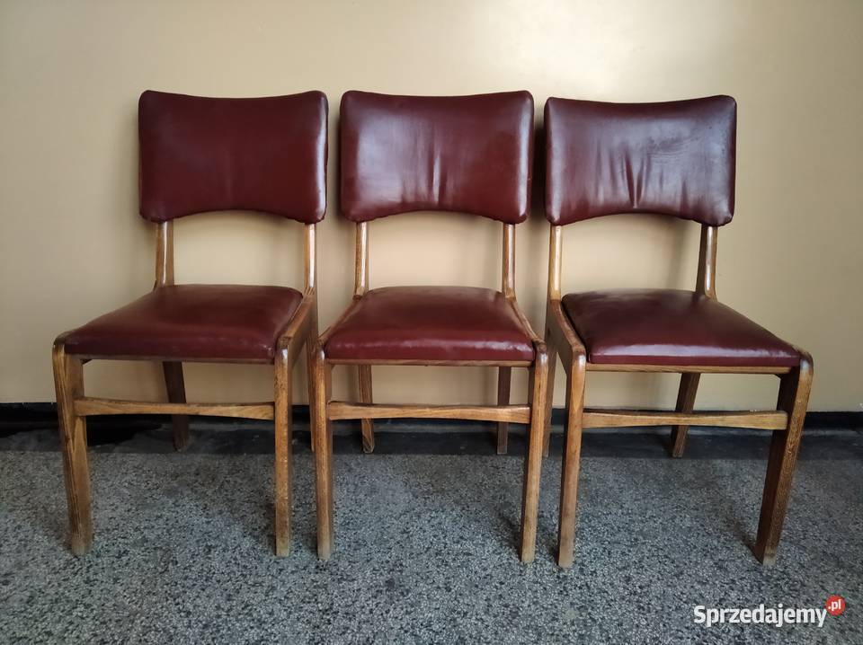 OKAZJA Krzesła Drewniane Skórzane 3 Zabrze