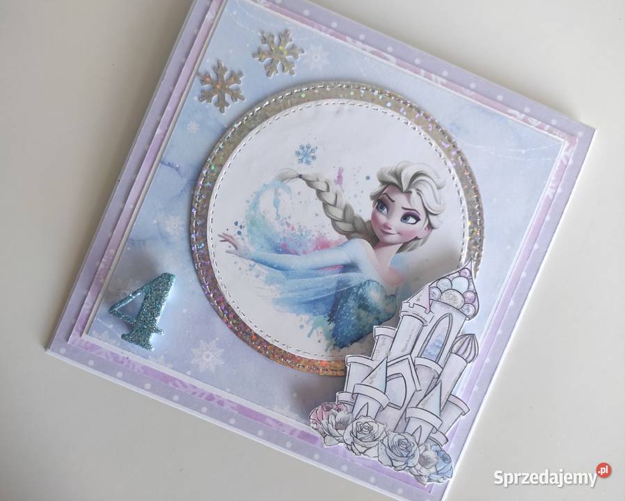 Kartka ręcznie robiona urodzinowa Kraina lodu Łódź