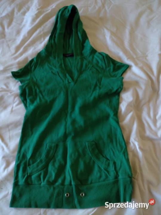 Bluza zielona krótkie rękawy kaptur Dorothy