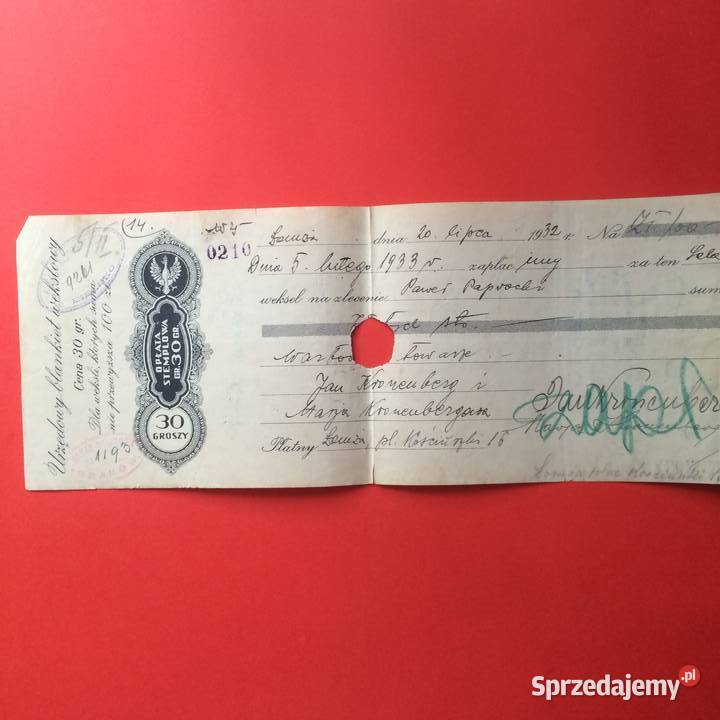 1536 Weksel Wystawiony W Łomży 33 zachodniopomorskie Szczecin