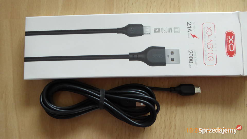Nowy przewód dwumetrowy USB-:-microUSB 2,1A XO-NB103
