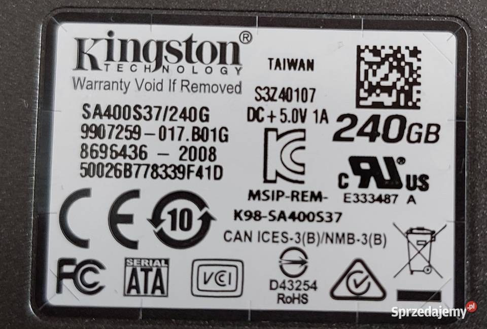 SSD Kingston SA400S3 240GB 25 SATA III Włocławek