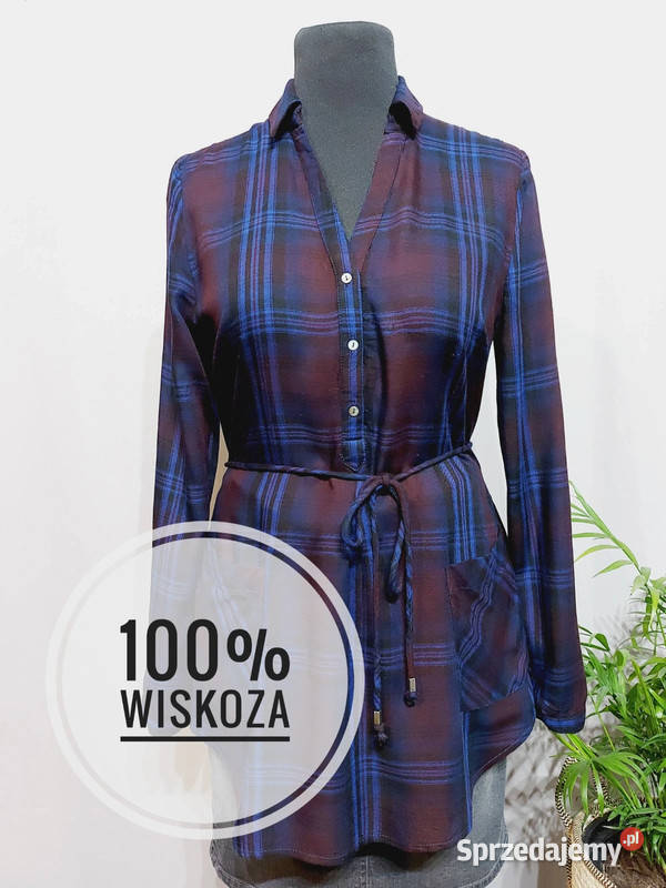 Koszula w kratę z kołnierzykiem długi rękaw kolorowy