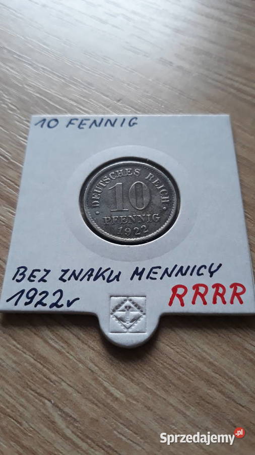10 Pfennig Deutsches Reich 1922 r BZMrzadkość Numizmatyka Konin