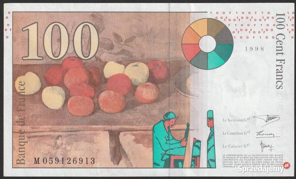 Francja 100 franków 1998 Cezanne Łódź