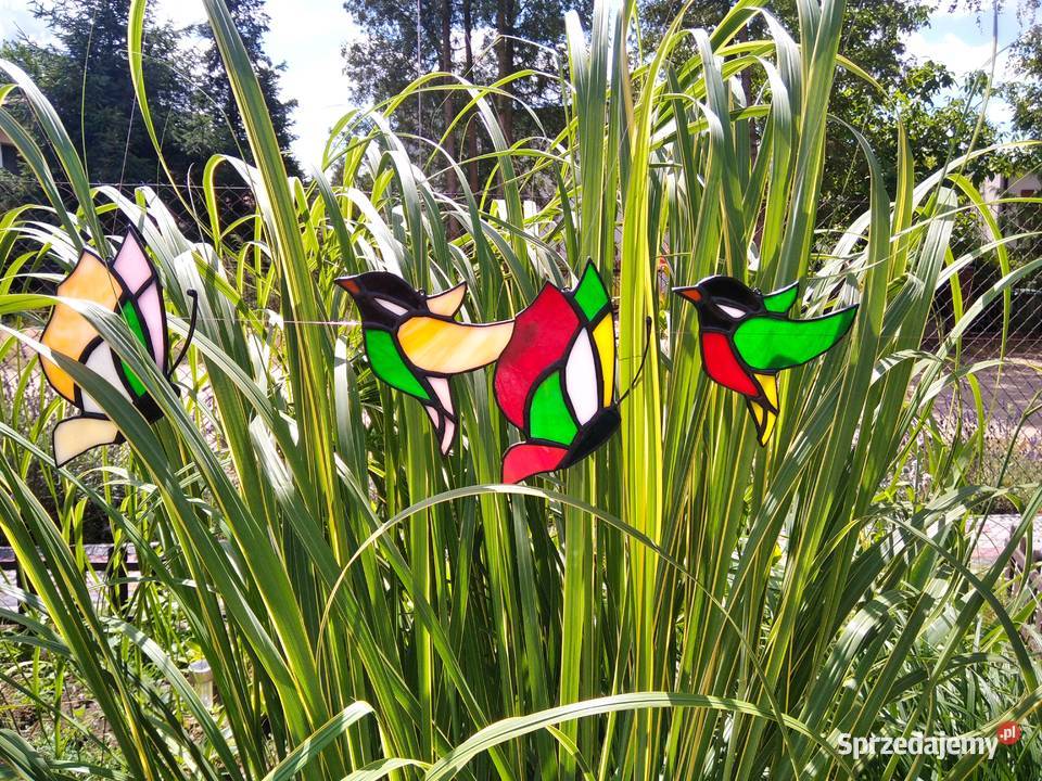 Witraż motylki i ptaszki zawieszki witrażowe 4 wielokolorowy Bugaj