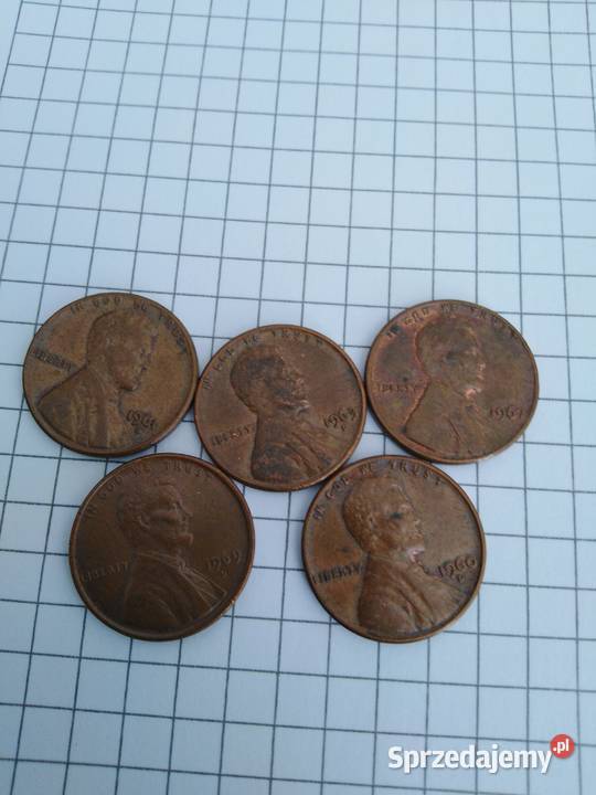 Lot monet obiegowych 1 cent lincoln usa lata Kolekcje lubuskie Żary sprzedam