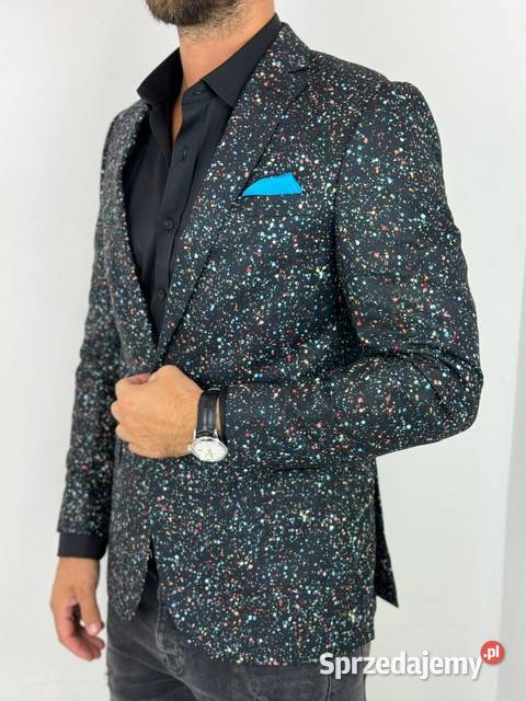 GIOVANNI PERA Marynarka męska D629 kropki Odzież codzienna