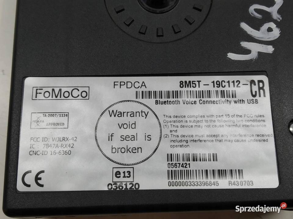 MODUŁ BLUETOOTH 8M5T19C112CR Ford Fiesta Mk7