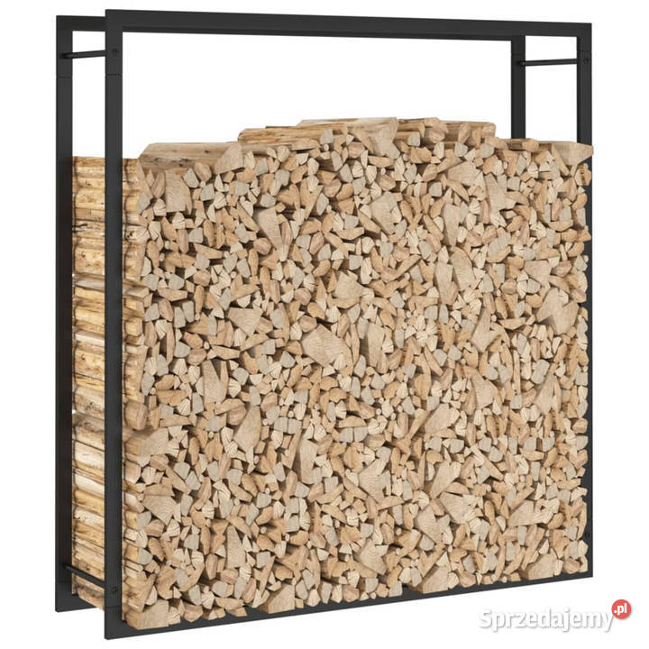 Stojak na drewno matowy czarny 110x28x116 Warszawa
