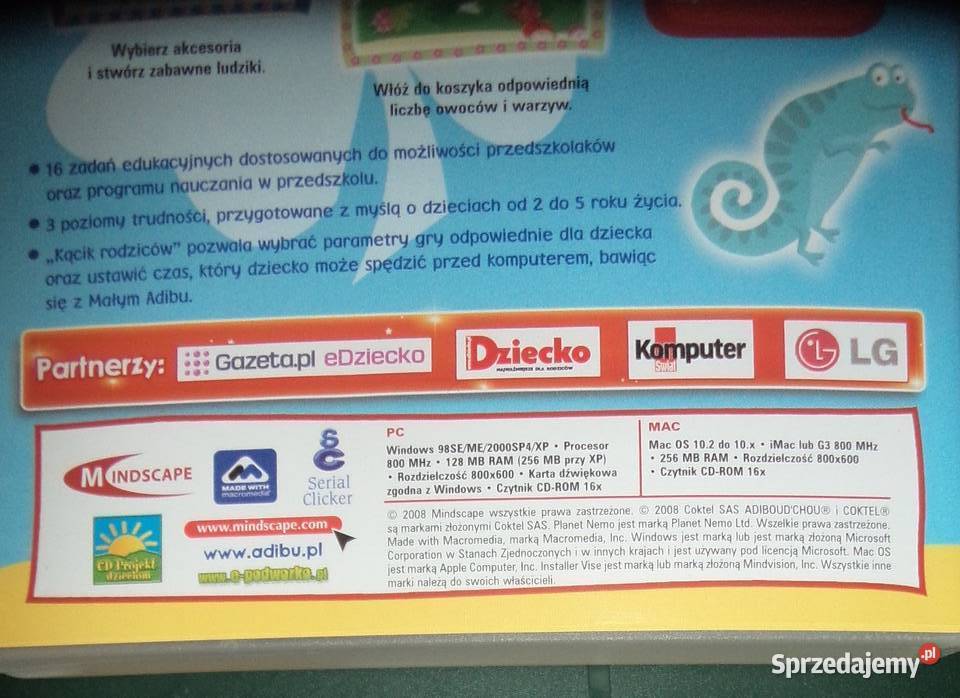 Gra dzieci retro Mały Adibu PC CD BOX 2008