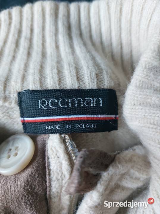 sweter wełniany Recman męski na zamek merino wielkopolskie Poznań