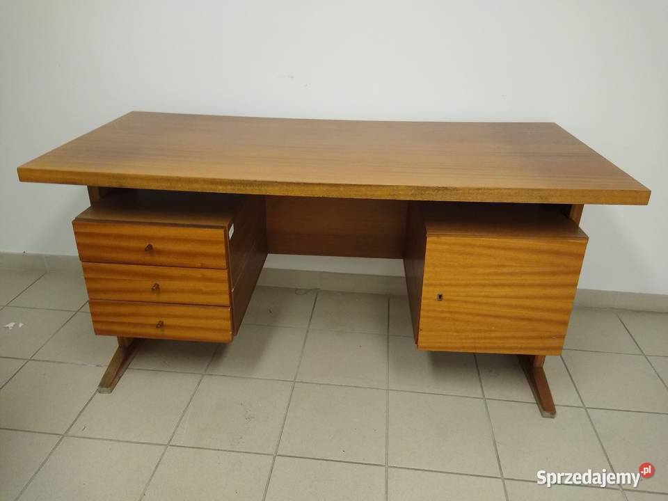 Solidne biurko połysk wczesny PRL retro vintage