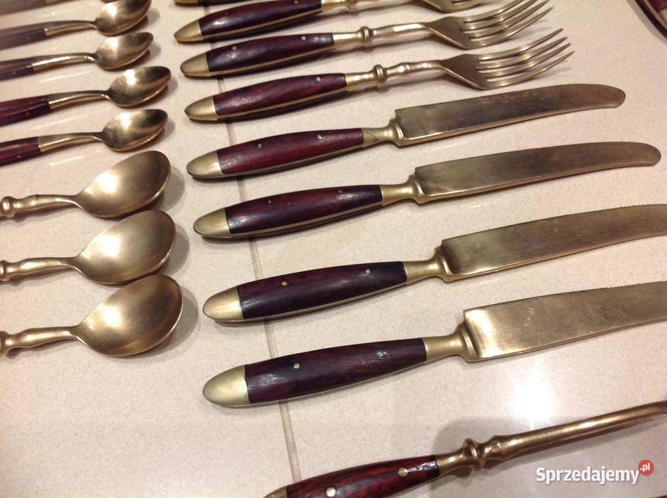 Zestaw Sztućców Brąz Drewno Wiśniowe 37 STARE Nowa Sól